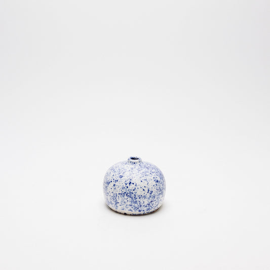 speckled white and blue bud vase small